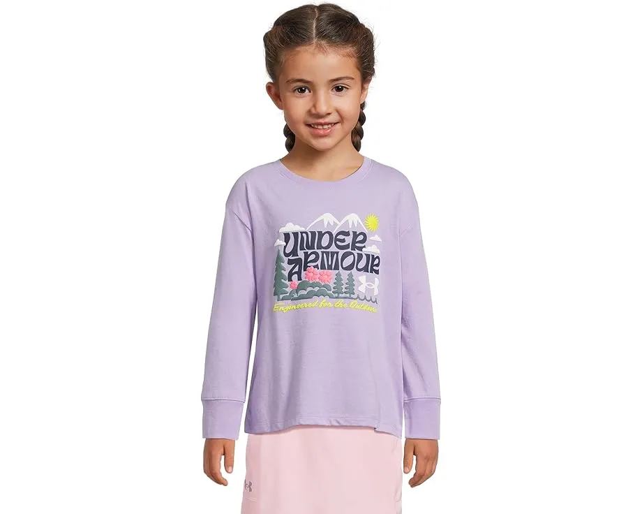 Футболка Under Armour Kids с цветочным горным принтом и длинными рукавами