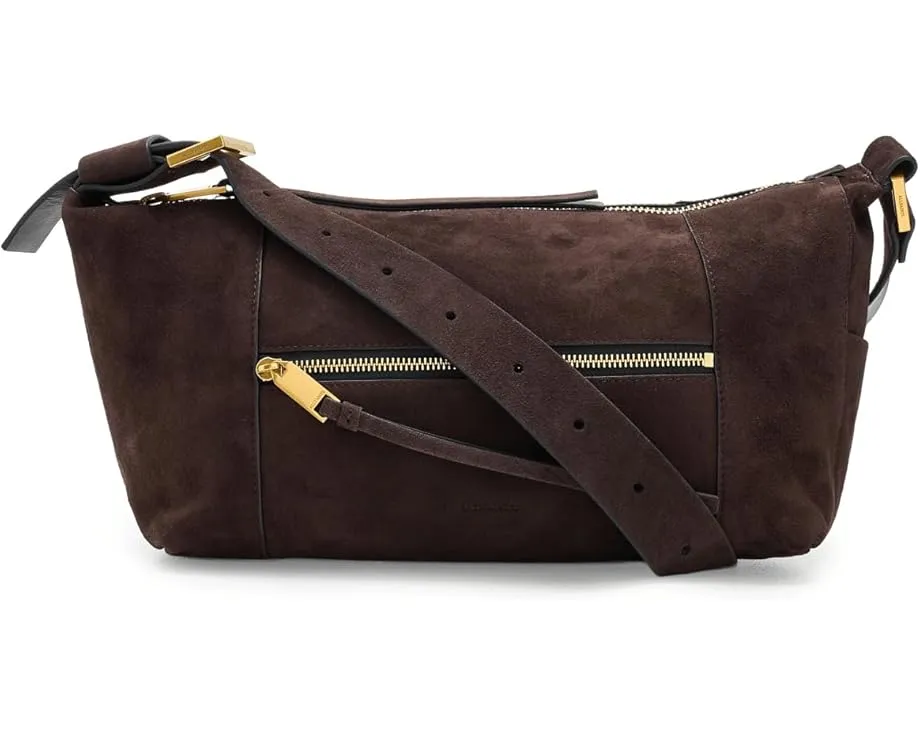 Сумка через плечо AllSaints Vega из ультрамягкой замши с двумя молниями