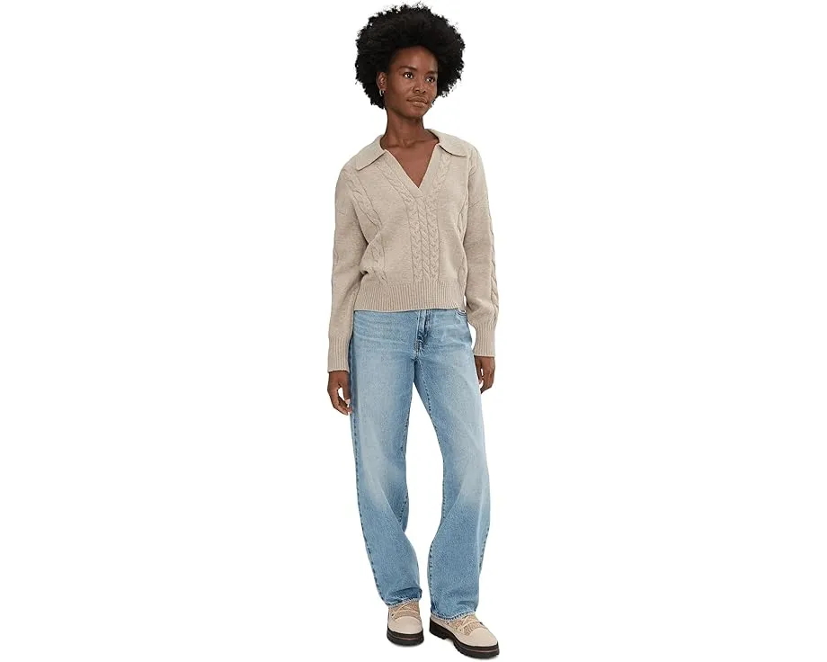 Свитер поло Jet Set Polo Sweater с кабельной вязкой и длинными рукавами