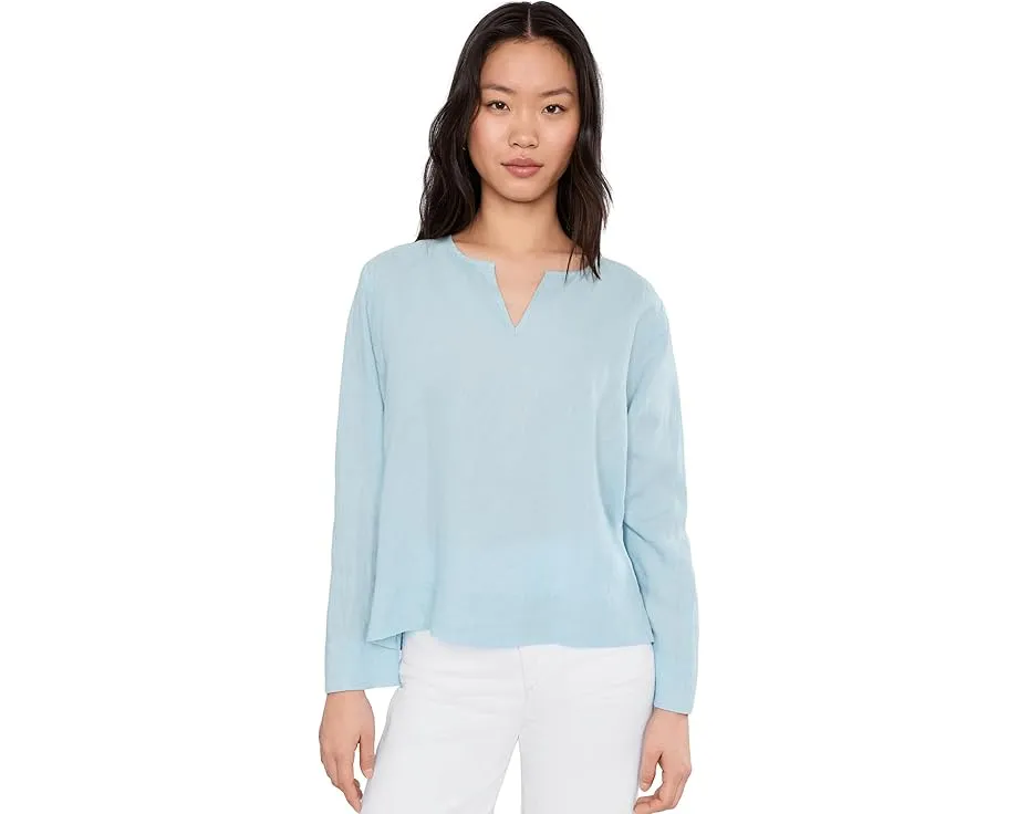 Organic Handkerchief Linen Split Neck Top