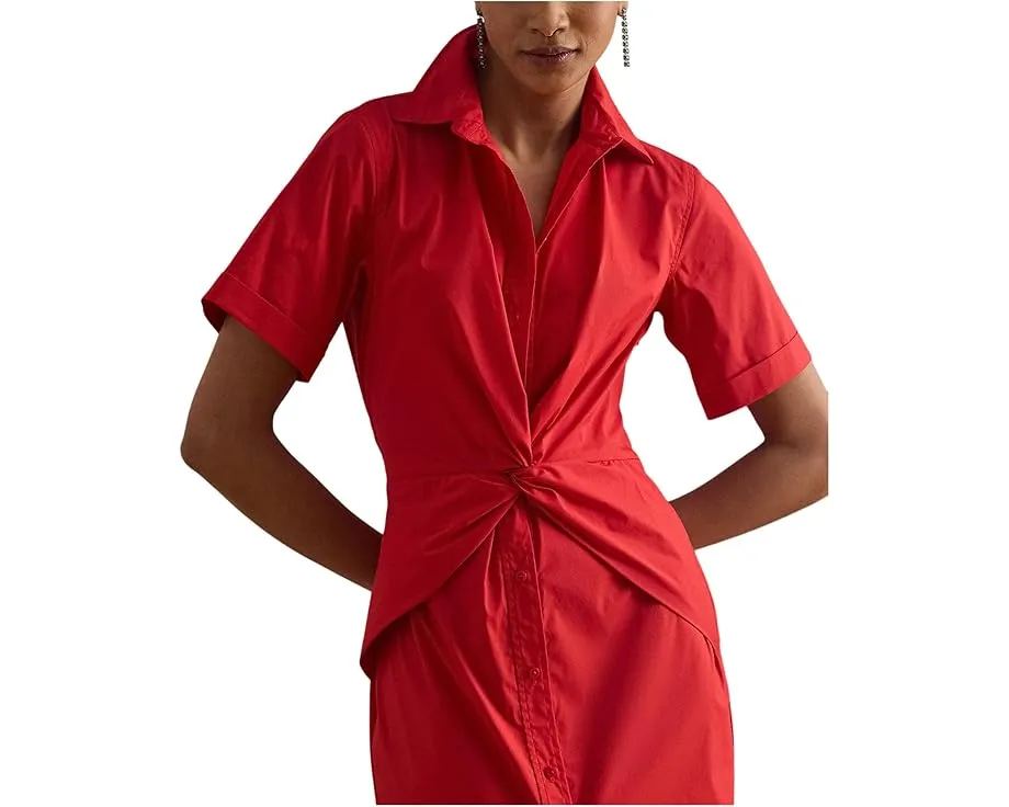 Lauren Ralph Lauren платье-рубашка из смесового хлопка с перекрученным передом