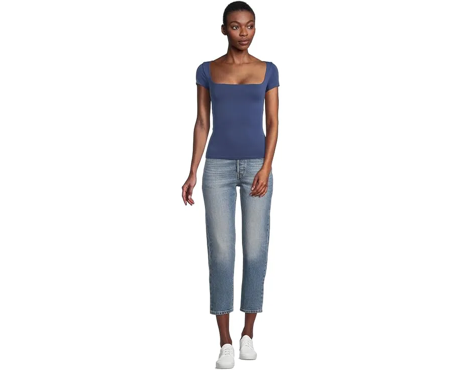 Джинсы Levi's 501 Crop зауженного кроя с высокой посадкой и потертостями