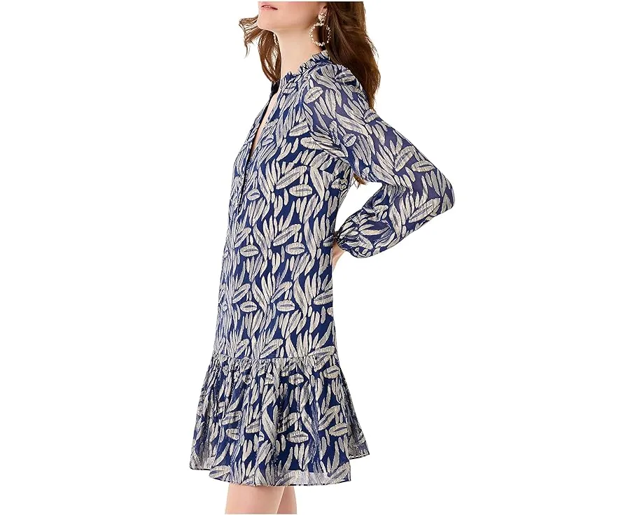 Платье Lilly Pulitzer Evaline из шелка с длинным рукавом и оборками