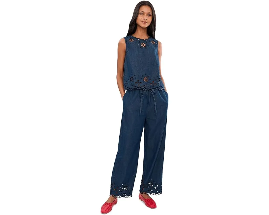 Брюки Madewell Denim Embroidered-Hem Pull-On с вышивкой