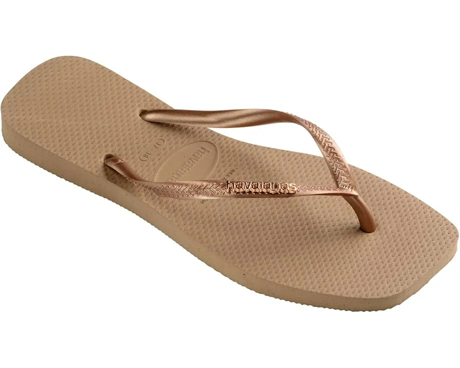 Havaianas шлепанцы Slim Square Logo Metallic с квадратным носком и тонкими бретелями