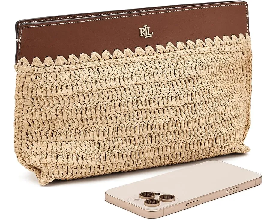Большой клатч Lauren Ralph Lauren из вязаной соломки с кожаной отделкой