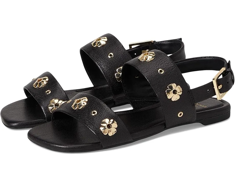 Плоские сандалии Spade Flower Stud из тисненой кожи с регулируемой задней лямкой