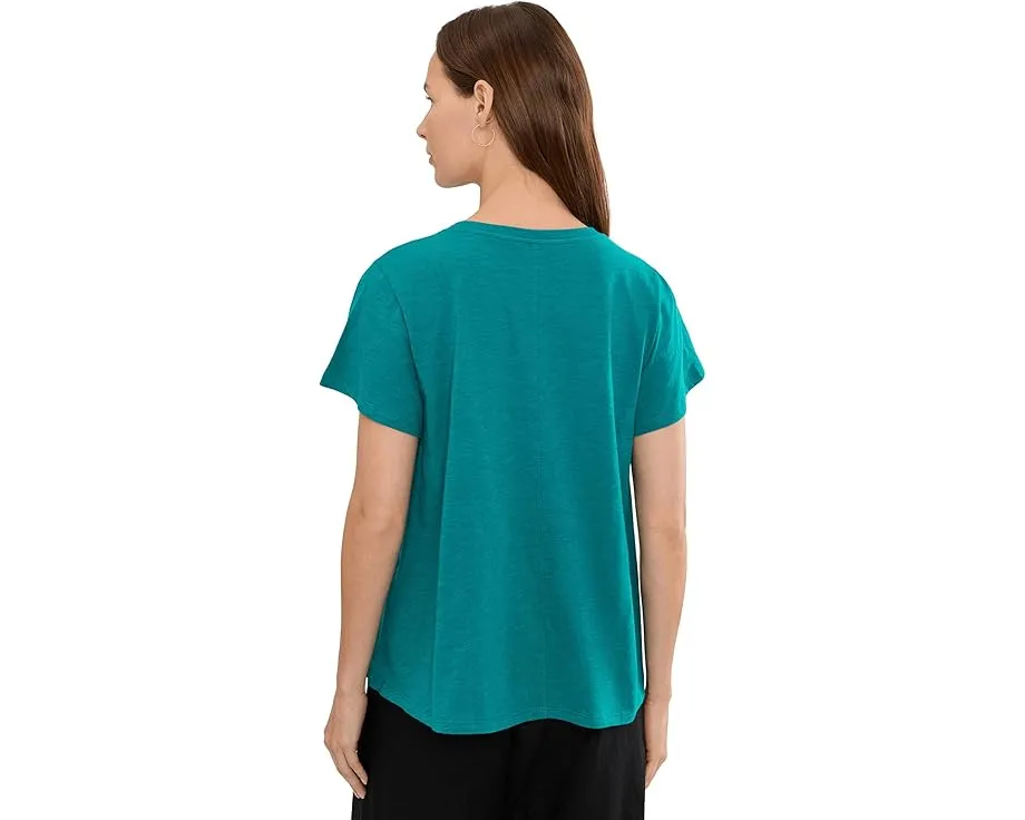 Топ Organic Cotton Slubby Jersey с круглым вырезом и короткими рукавами Eileen Fisher