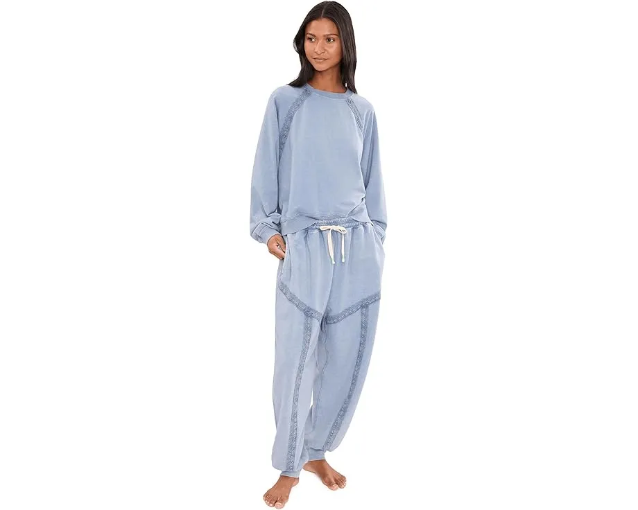 Пижамный комплект Free People Couch Club из мягкого велюра с рукавами-фонариками