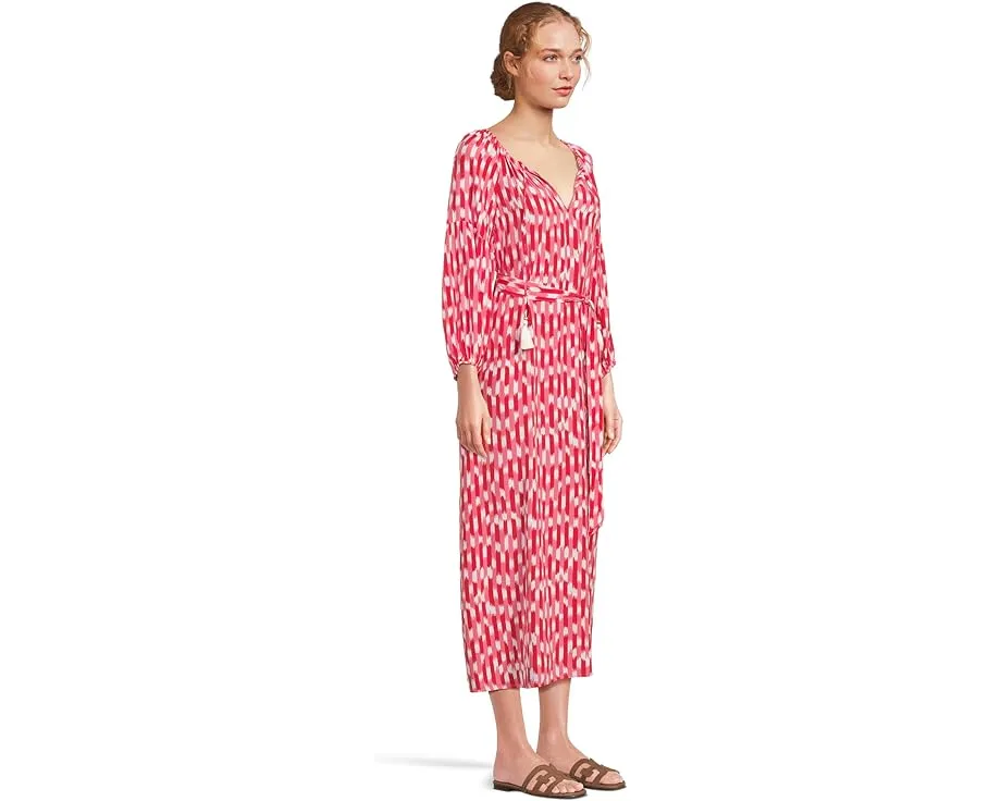 Платье миди Tommy Bahama Ikat Stripe с длинными рукавами и поясом