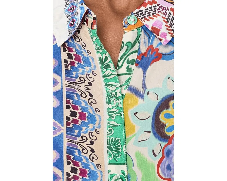 Туника Audrey Patchwork Johnny Was с воротником и длинным рукавом