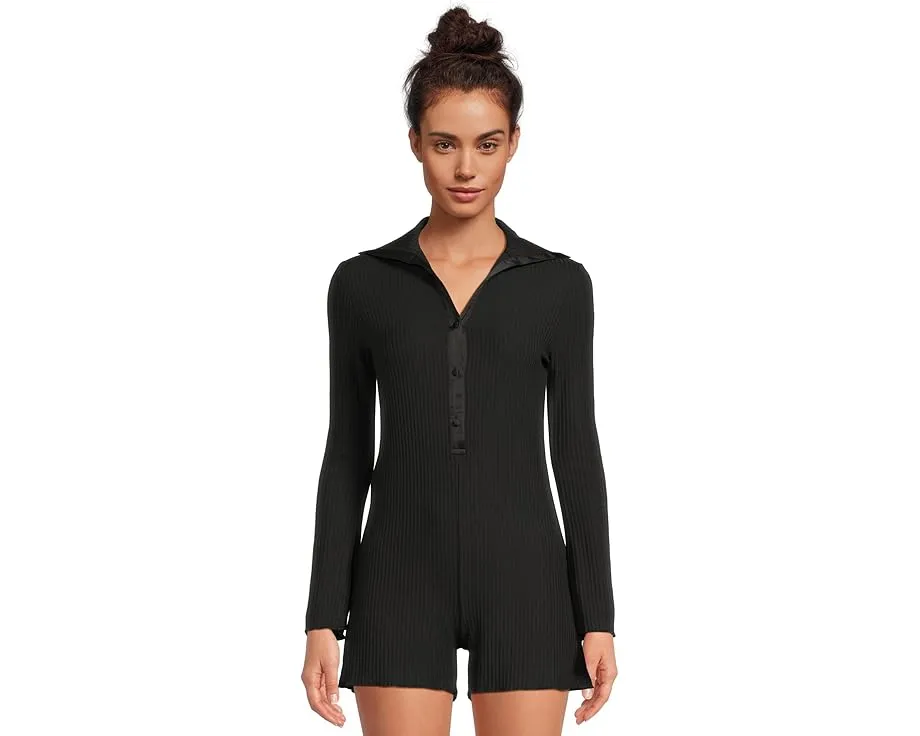 Комбинезон Cosabella Baciami Longsleeve из ребристого модала с шелковыми деталями