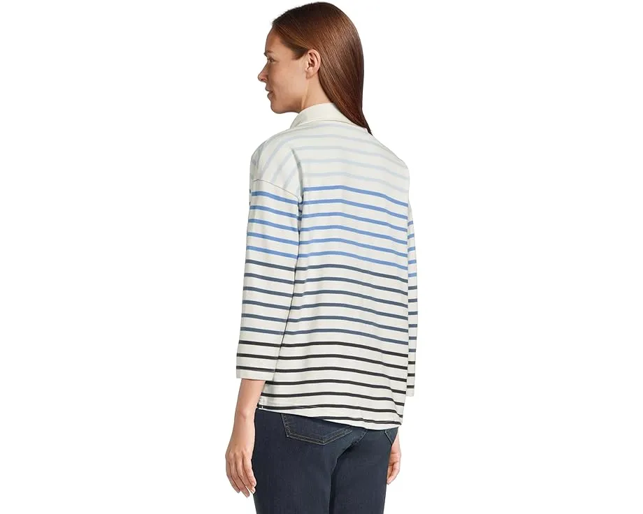 Поло L.L.Bean Heritage Mariner с разрезным воротником и рукавом три четверти в полоску