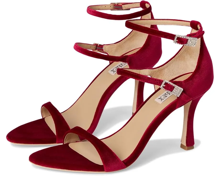 Босоножки Badgley Mischka Valencia на тонком каблуке с двойными ремешками и пряжками