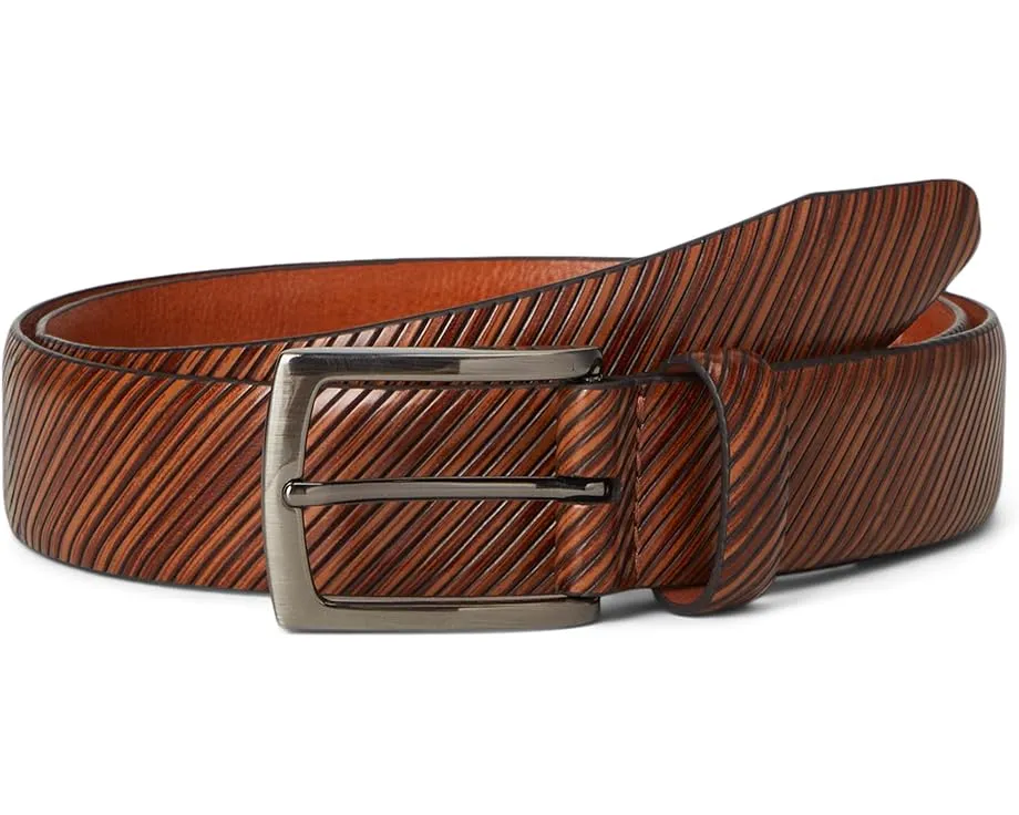 Ремень Diagonal-Etched с фактурной кожей и матовой никелевой пряжкой Johnston & Murphy