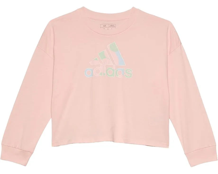 Футболка Adidas с длинным рукавом и укороченным кроем для детей