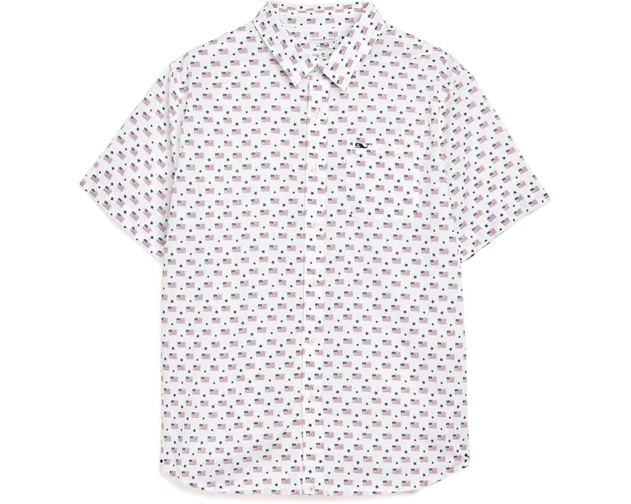 Рубашка Vineyard Vines Printed Cotton с коротким рукавом из хлопка