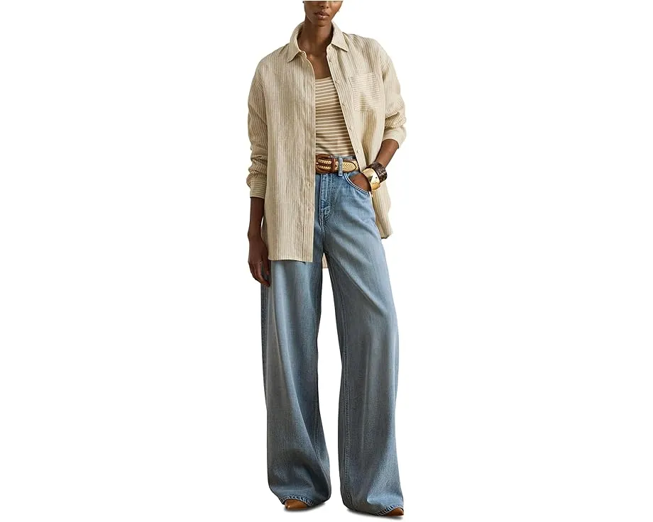 Рубашка Lauren Ralph Lauren свободного кроя из льна в полоску