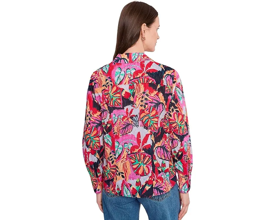 Блуза Kauai Garden Cotton Crinkle от NIC+ZOE с принтом и завязкой