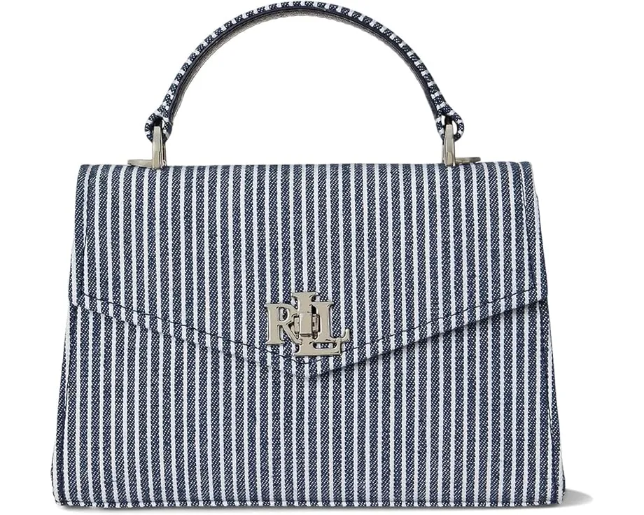 Маленькая сумка кроссбоди Farrah из полосатого холста Lauren Ralph Lauren с поворотным замком