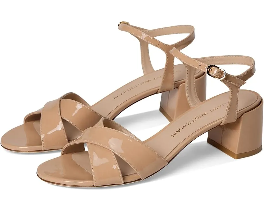 Сандалии Stuart Weitzman Dayna Block 50 на квадратном каблуке с открытым носком