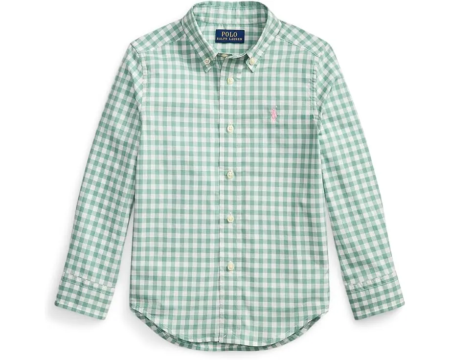 Рубашка Polo Ralph Lauren Kids в клетку из хлопкового поплина с вышитым пони