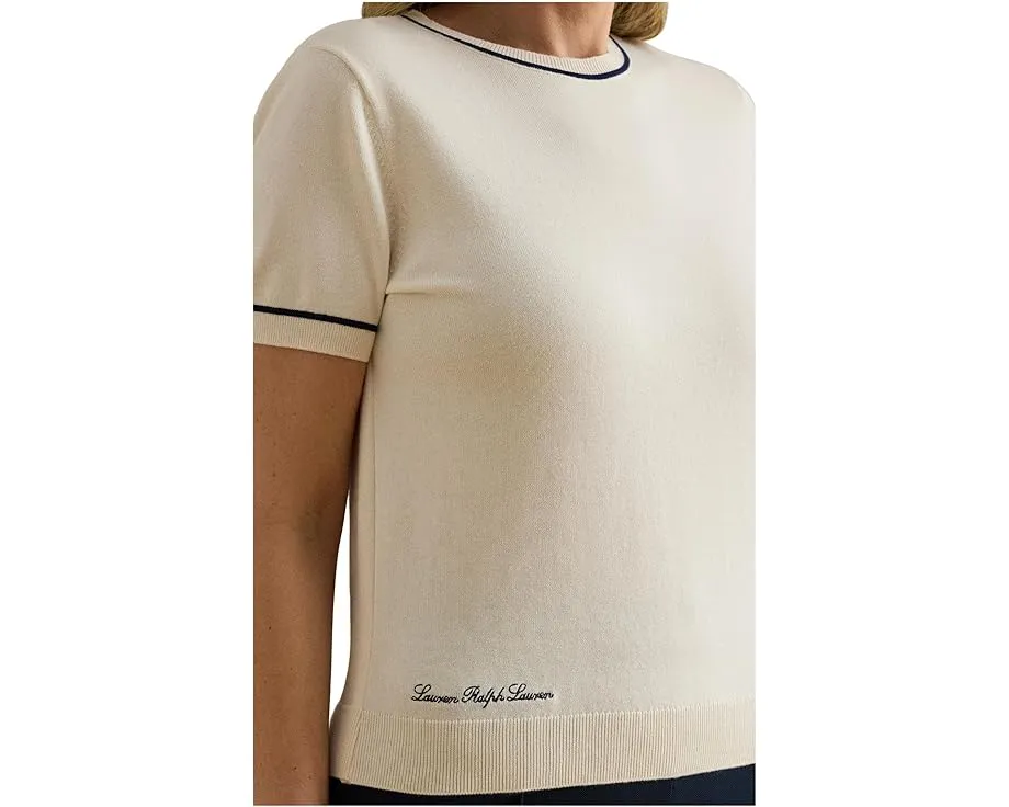 Свитер Lauren Ralph Lauren Plus Size с коротким рукавом и двухцветным дизайном