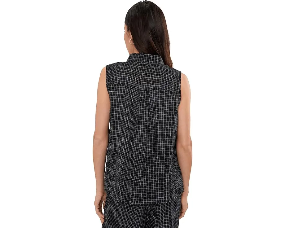 Блуза Eileen Fisher с воротником и сеткой из жатого органического льна