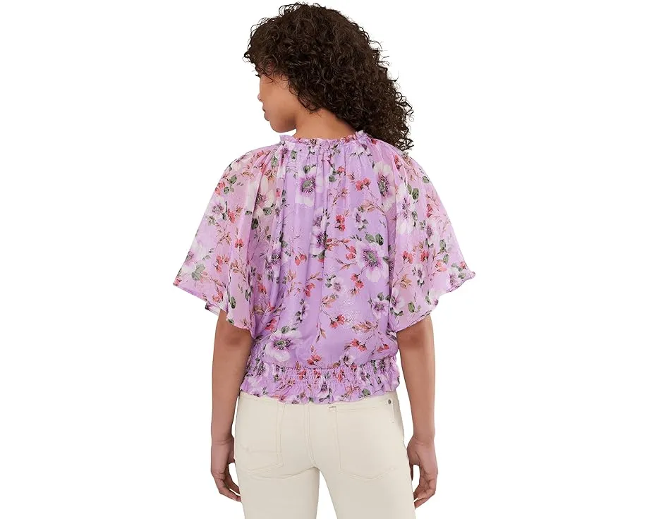 Блузка Ruffle Raglan Keyhole Tie Top от CeCe с рюшами и завязкой