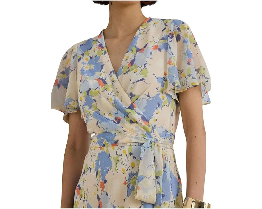 Платье Floral Crinkle Georgette Surplice от Lauren Ralph Lauren