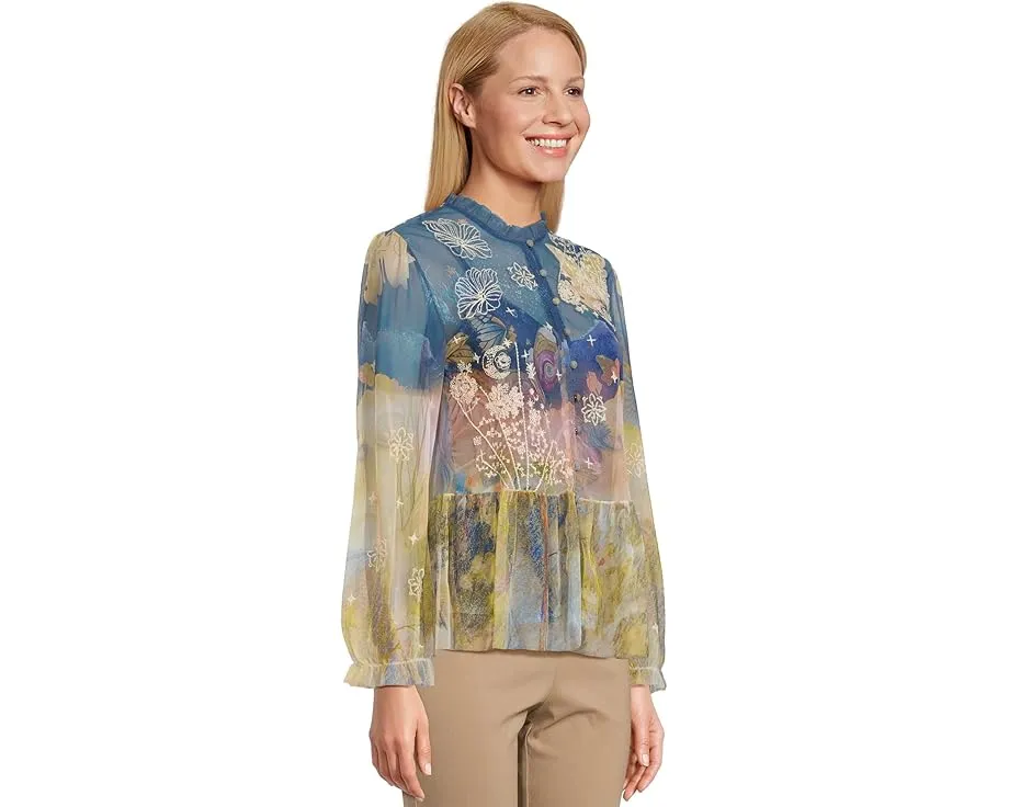 Блуза Johnny Was Charlot Mesh с подкладом и романтичным рюшами