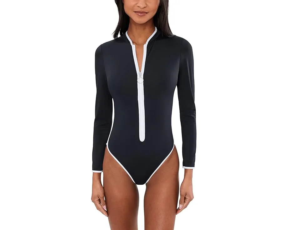 Цельнокроеный купальник Seafolly Collective с длинным рукавом и замком спереди