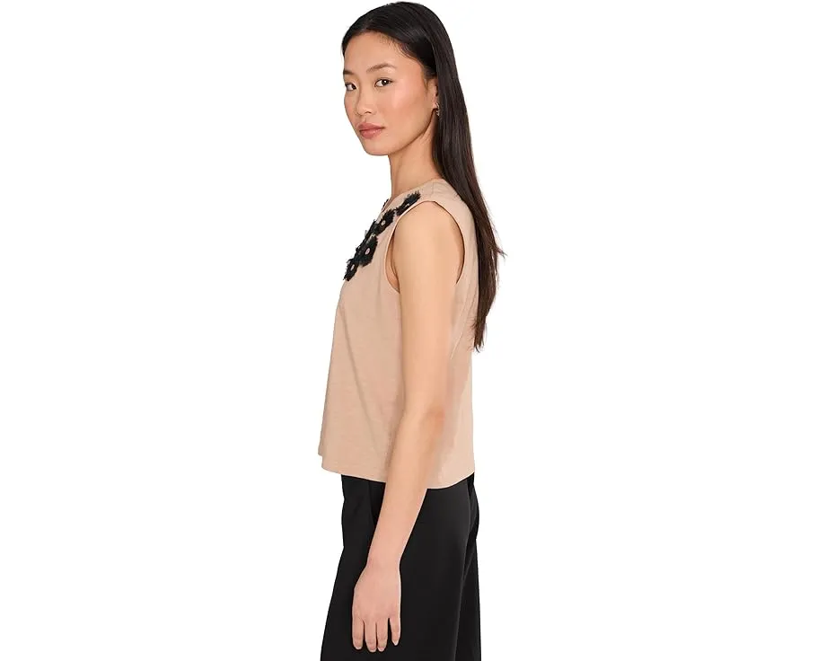 Топ NIC+ZOE Petite без рукавов с аппликацией из органзы и бисером