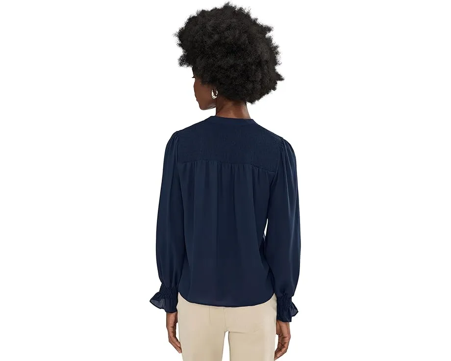 Блузка CeCe с длинным рукавом и сборками на планке