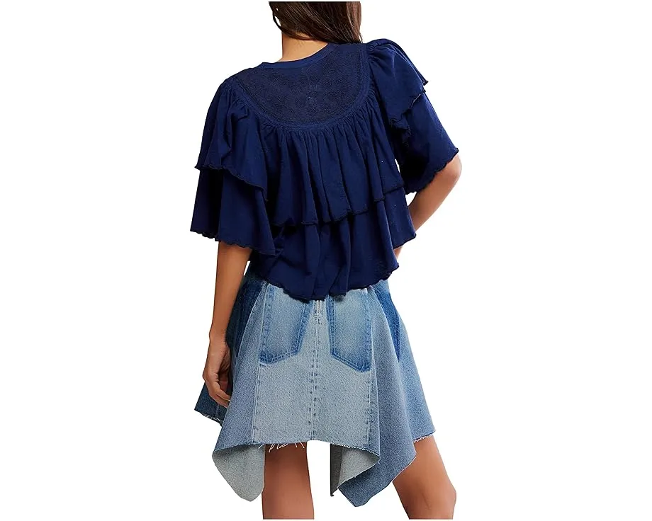 Футболка Free People Rose Party с ярусными рукавами и отделкой рюшами