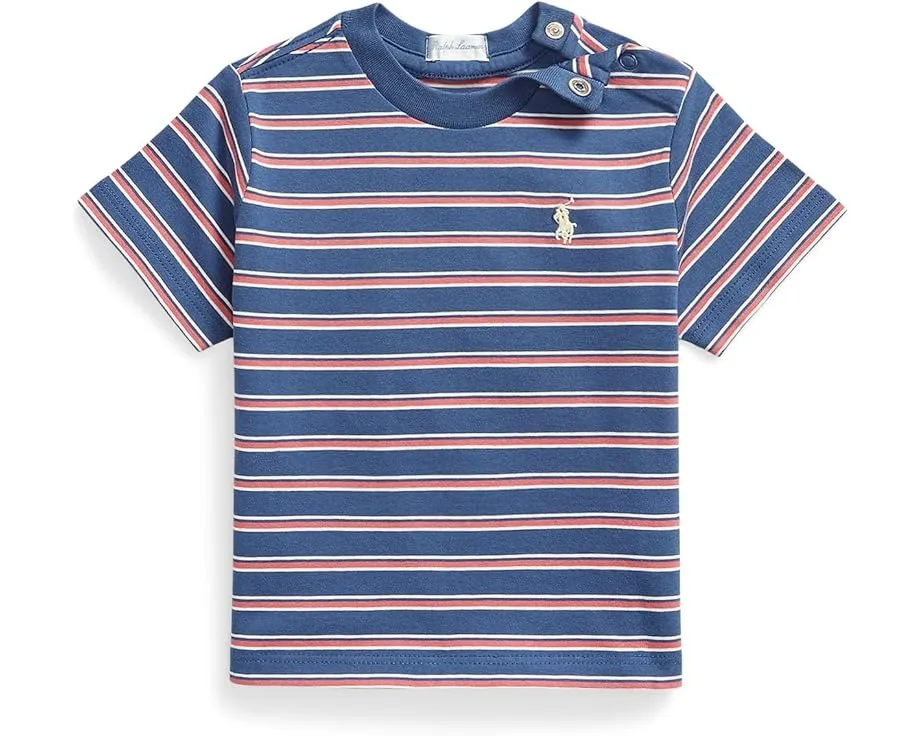 Полосатая футболка из хлопкового трикотажа для младенцев Polo Ralph Lauren