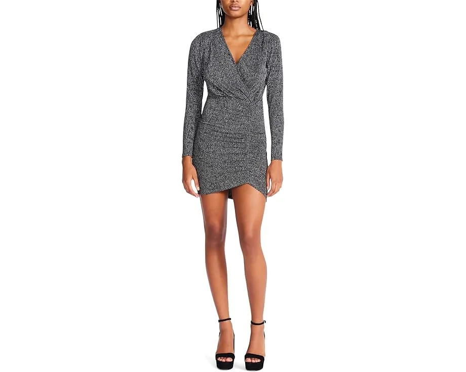 Платье Betsey Johnson Metallic Knit Faux Wrap с эффектом обертывания