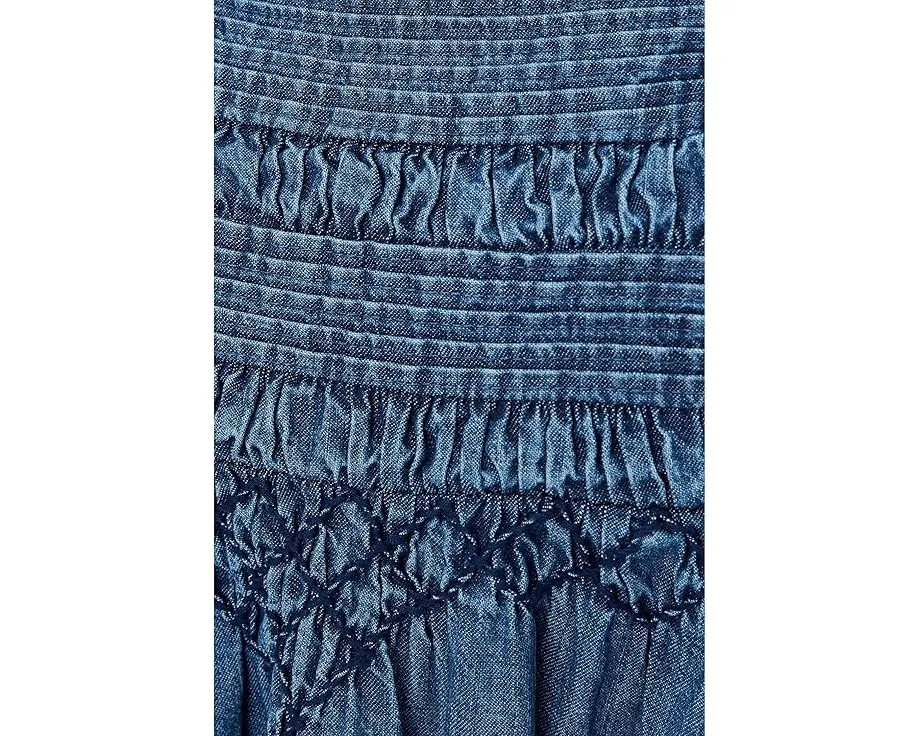 Мини-платье Free People Sonora Denim из денима с квадратным вырезом