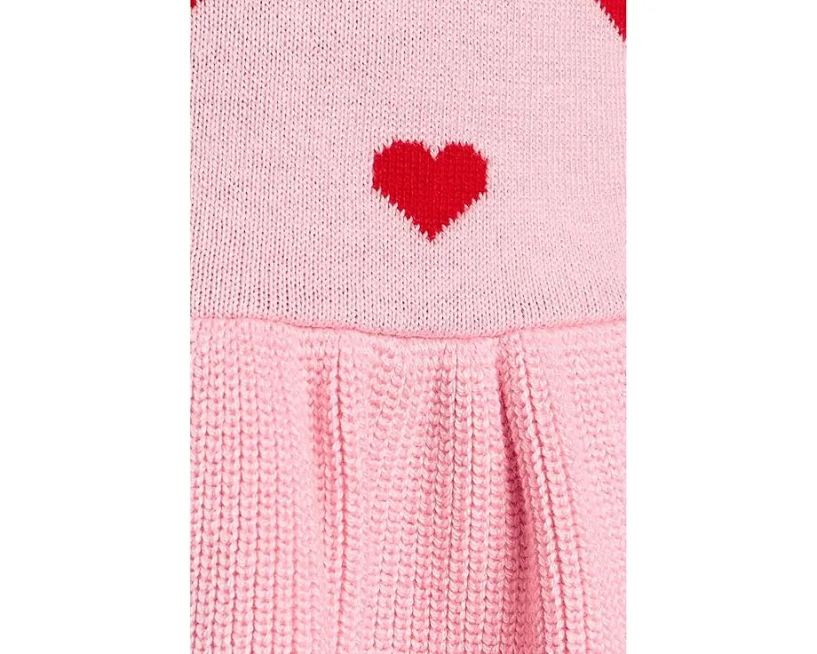 Janie and Jack платье-свитер для малышей с сердечками и длинными рукавами