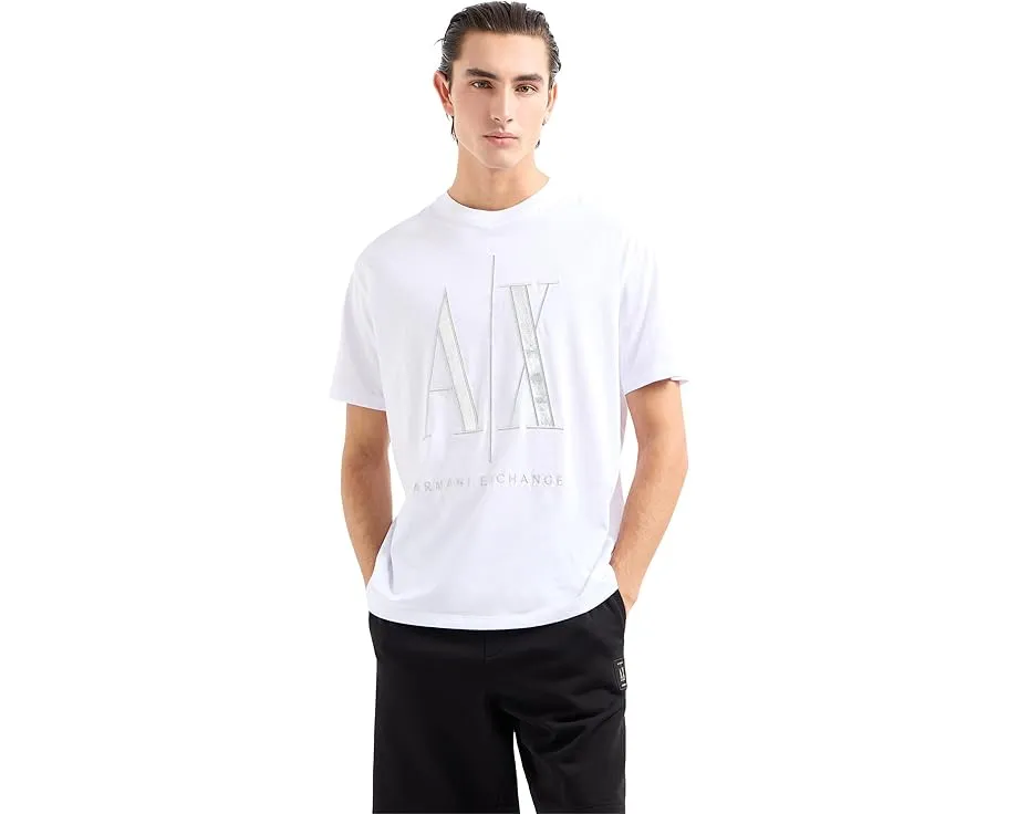 Футболка Armani Exchange Black Gold Icon Logo с круглым вырезом