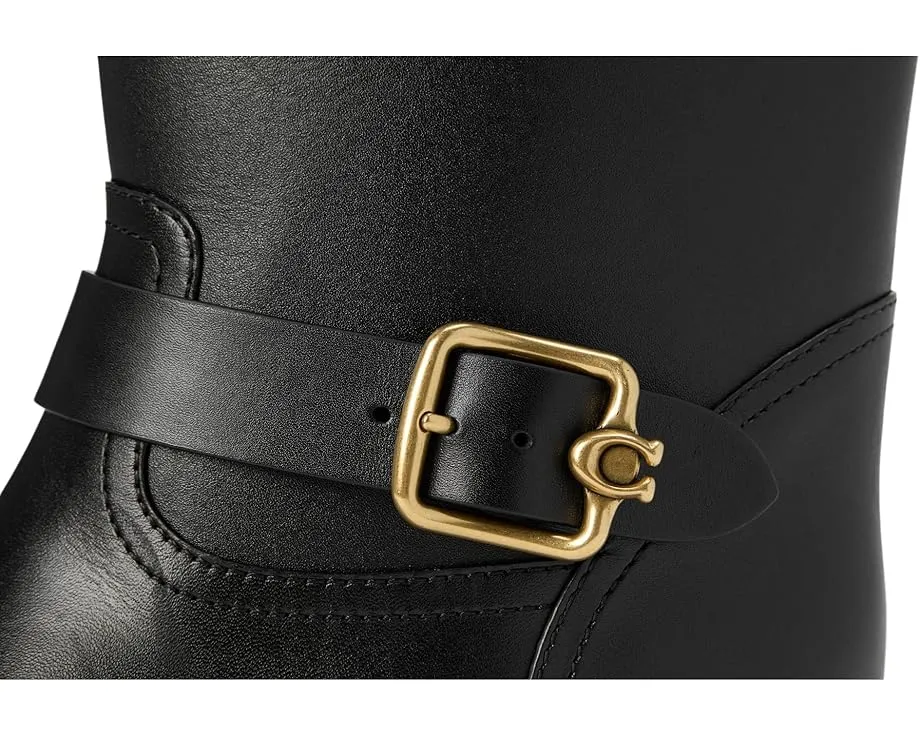 Кожаные ботинки COACH Madeline на низком каблуке с молнией сбоку