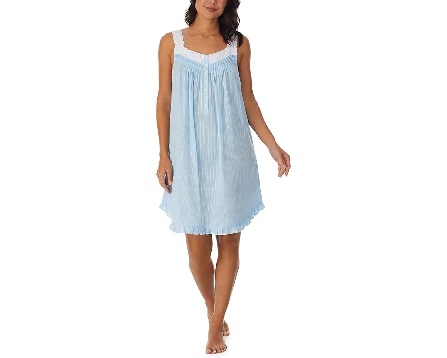 Хлопковая сорочка Eileen West без рукавов с кружевом и оборкой