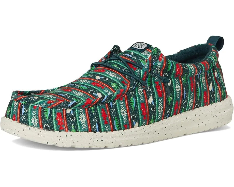 Кроссовки Hey Dude Wally Fishmas Sweater с новогодним принтом и эластичными шнурками