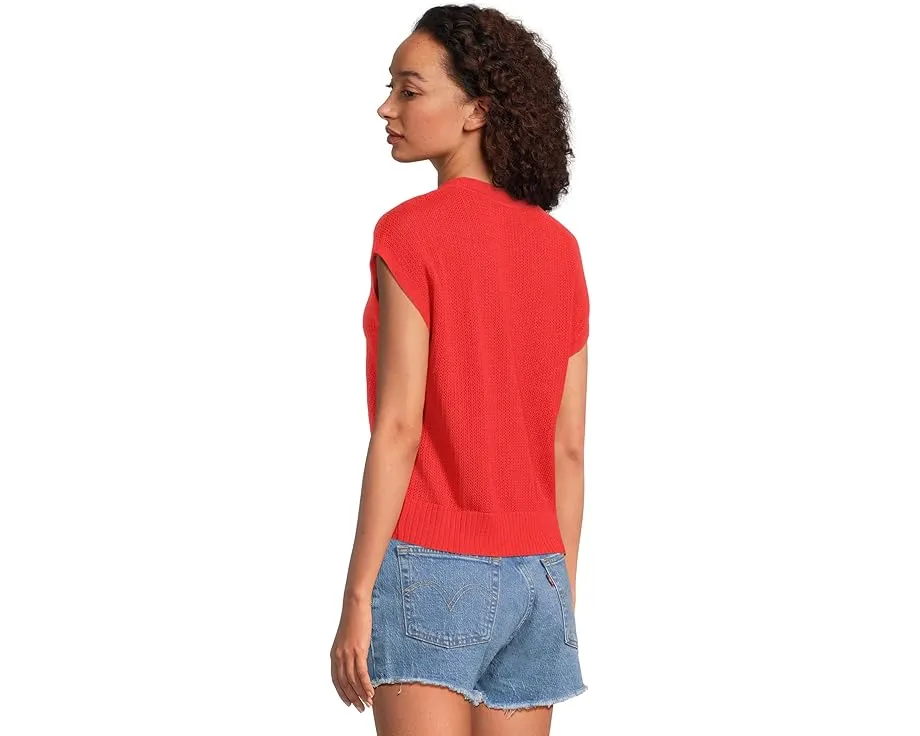 Свитер Lilla P с коротким рукавом и круглой горловиной в рубчик