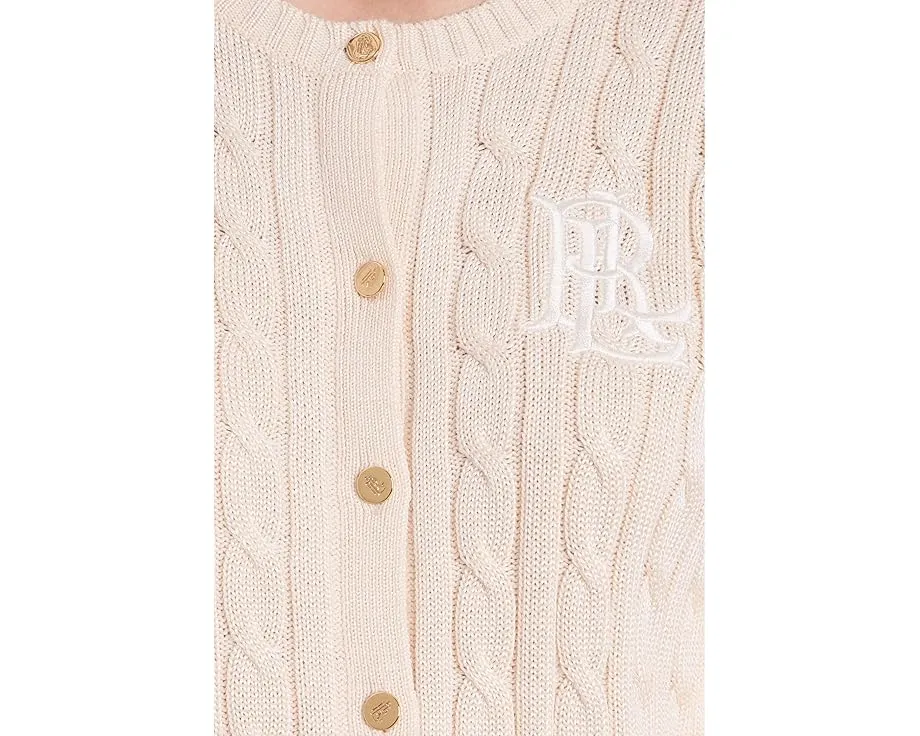 Кардиган Lauren Ralph Lauren с косами из хлопка с вискозой кремовый