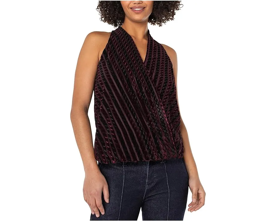 Liverpool Los Angeles топ без рукавов с запахом и бархатными полосками