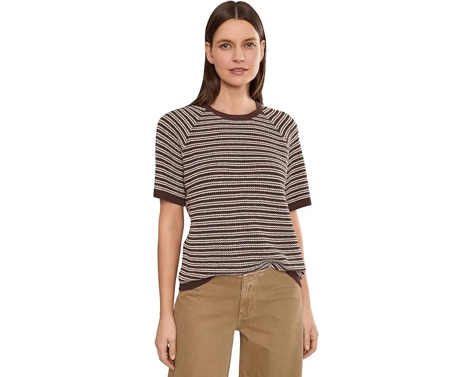 Футболка Faherty Miramar Linen Tee с рукавами три четверти и полосатым принтом