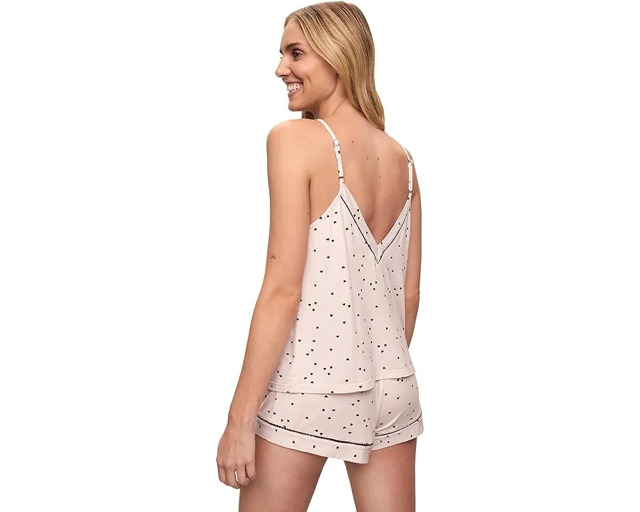 Пижамный комплект Eberjey Fiona Double V Cami & Short с узором в виде сердечек