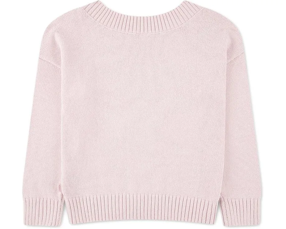 Оверсайз свитер с открытыми плечами и сердцем для детей