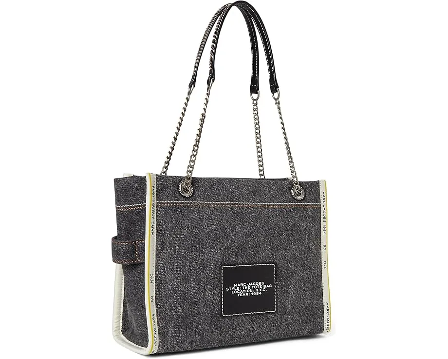 Средняя сумка-тоут Marc Jacobs The Denim Chain из хлопка с двумя отделениями